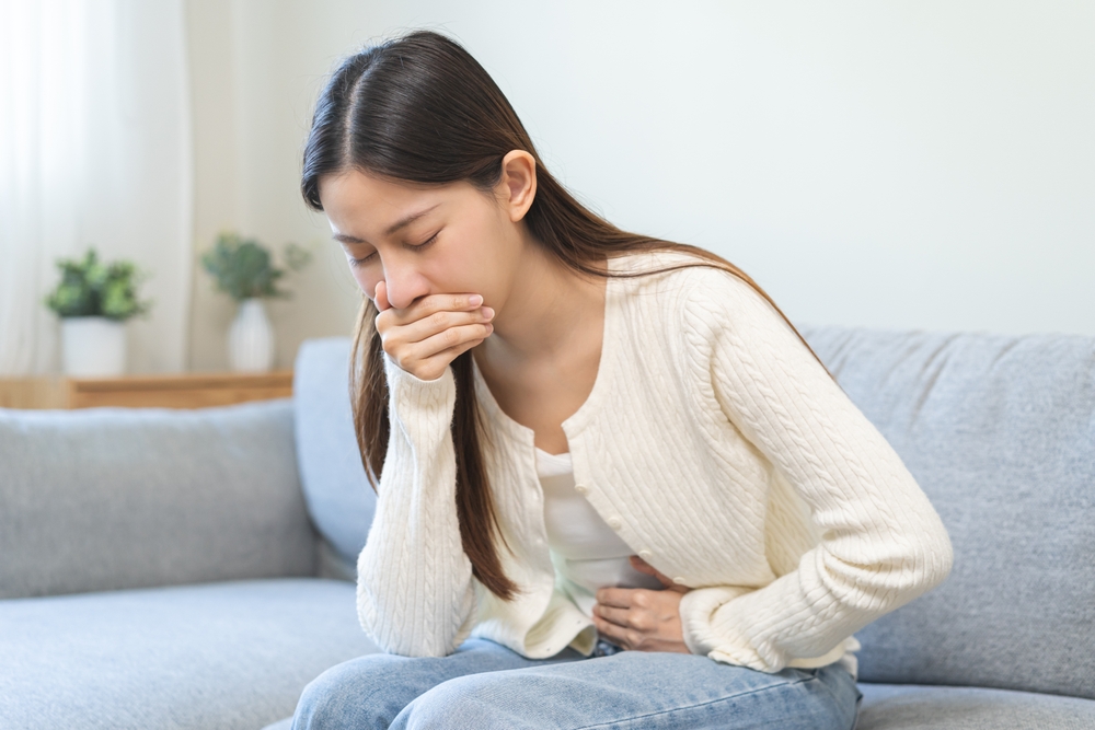 Person feeling sick from parasitic infection